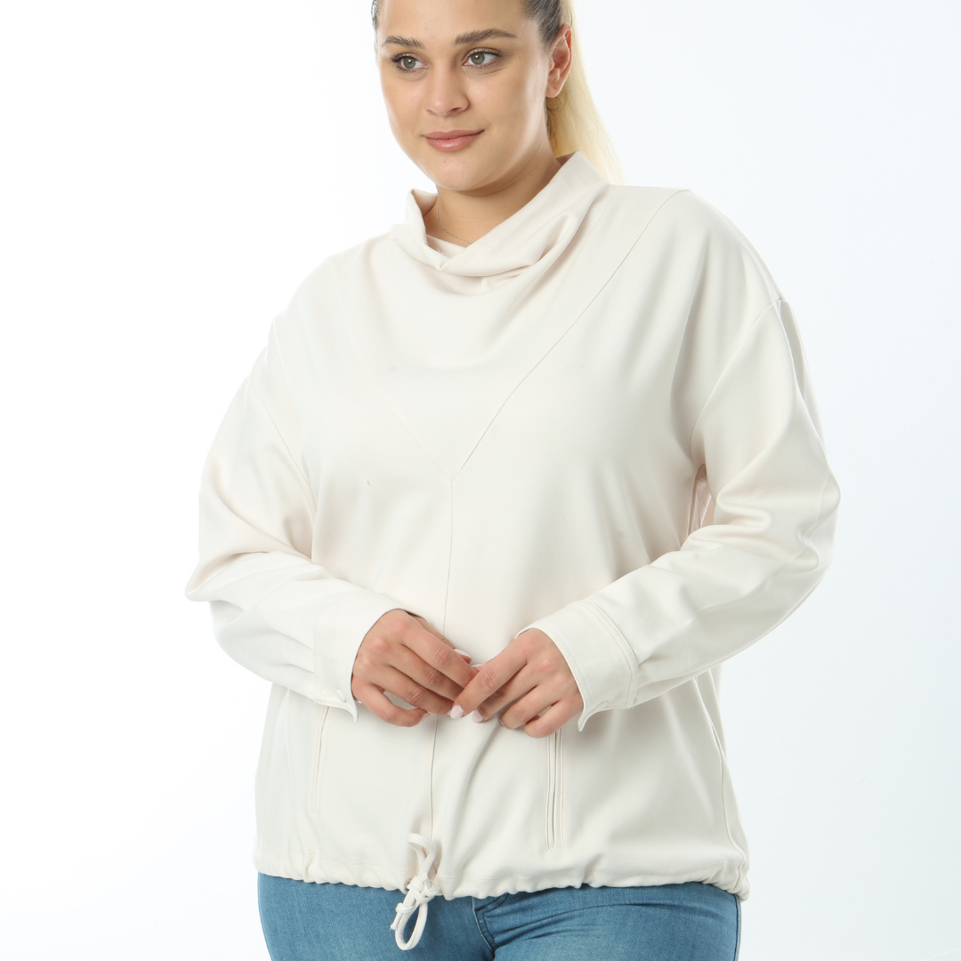 Viskoz Kumaş Krem Sweatshirt